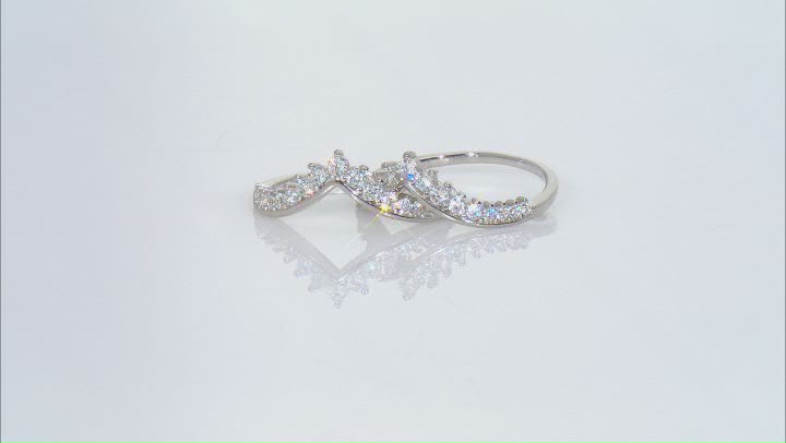 White Cubic Zirconia Platinum Over Sterling Silver Ring Set 3.86ctw Video Thumbnail